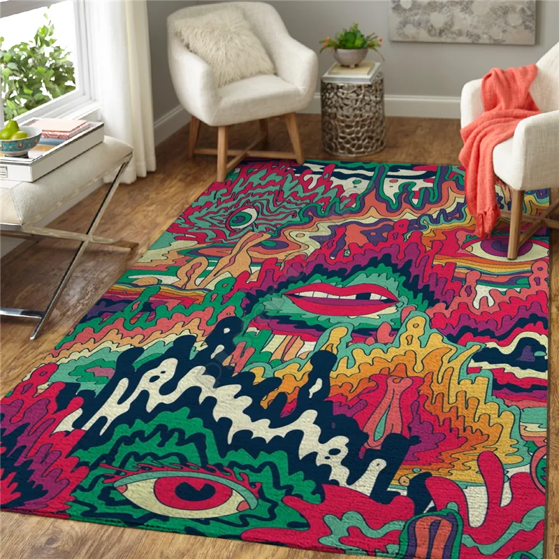 

Psychedelic Eyes Rug Square Anti-Skid Area Floor Mat Rug Non-slip Mat Dining Room Living Room Soft Bedroom Carpet 02