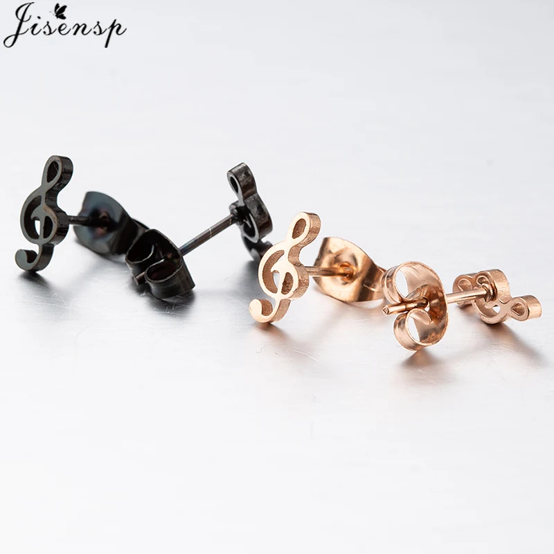 Women's Tiny Music Note Stainless Steel Stud Earrings