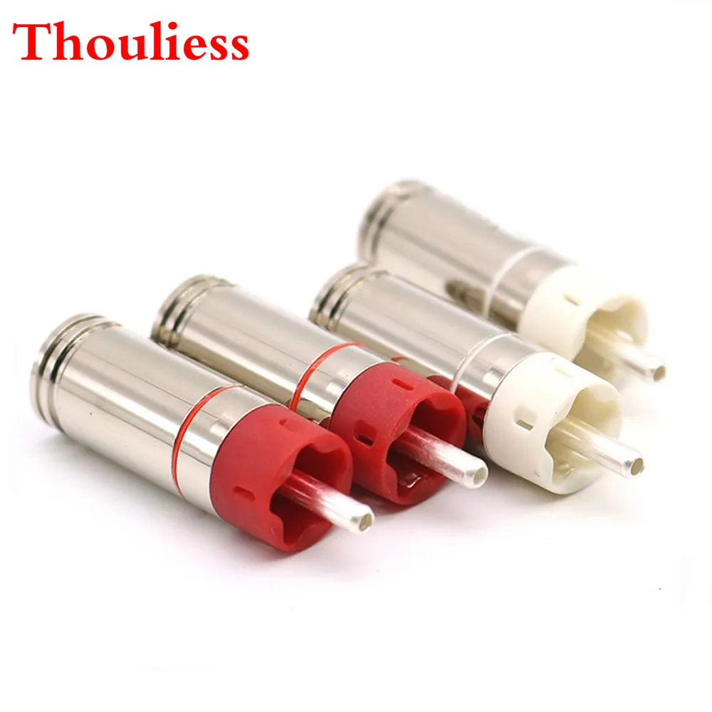 Thouliess 4pcs/lot HIFI Star Line Silver Plated Tellurium Coppero RCA Plug Jack Connector RCA Cables