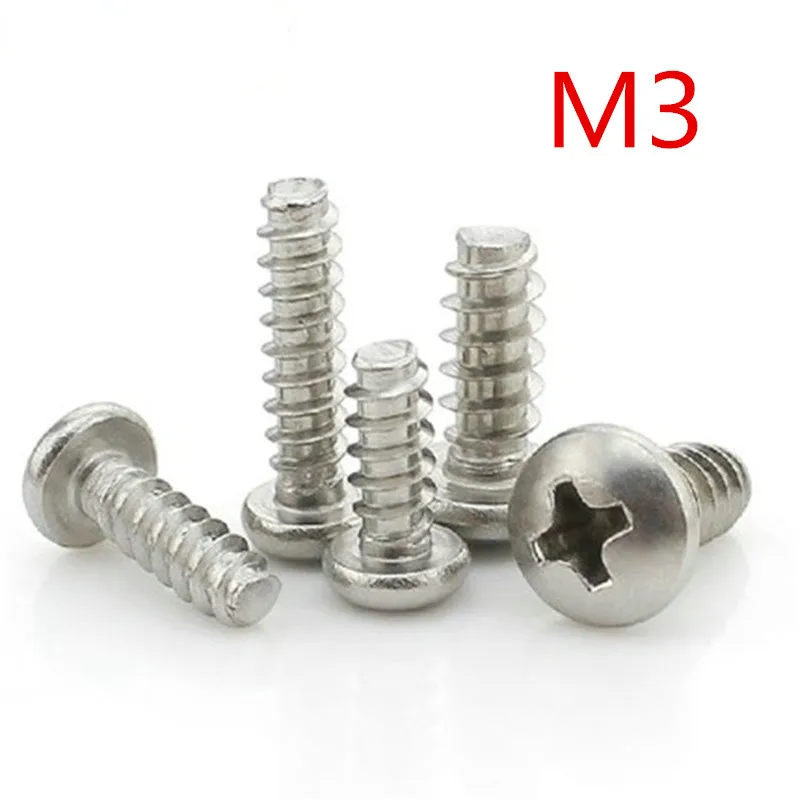 M3*4/5/6/8/10/12/16/20 Stainless Steel Pan Head Philips Type F Self Tapping Screw For Plastic PB3