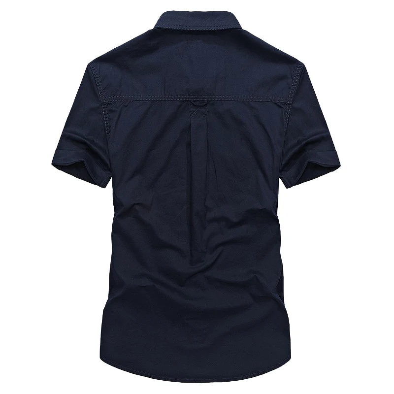 Summer Short Sleeve Cargo Shirt Men\'s Military Denim Shirts Casual Slim Fit Chemise homme Cotton Shirt Camisa masculina S-4XL