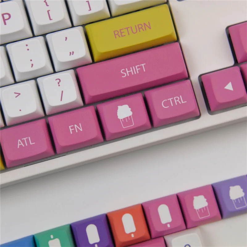 Tema de sorvete pbt tintura sublimação keycaps xda perfil com iso digite macarons chave cores combinando