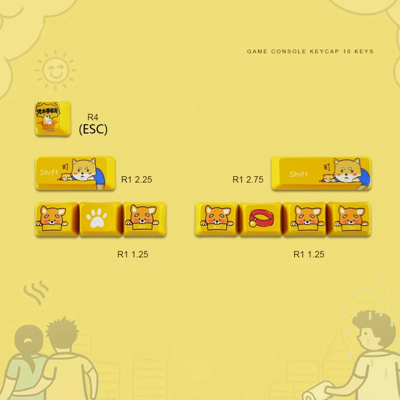 CMYK-teclas Dye Sub PBT, sublimación térmica R1, cambio de posición de tecla grande, suplemento de teclas, varios temas, 10 piezas