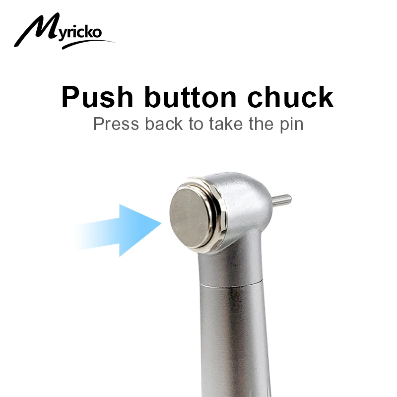 Myricko  Dental  LED Handpiece Integrate E-generator High Speed Ceramic Bearing Standard Head Push Button 3 Water Spray Turbine