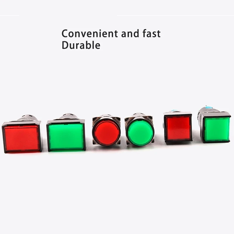 1PCS AB6 With Light 5/8 Pin Push Button Switch Small Square&Round Self-Locking Self-Reset Start Up Switch 3A/250V Power Switch