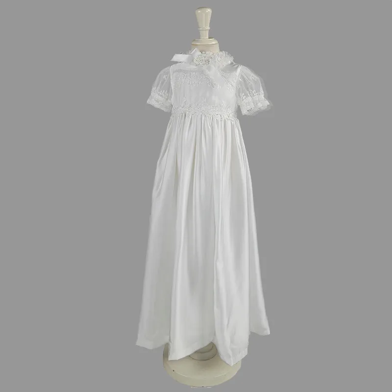 Satin/Lace Newborn Clothes Baby Christening Gowns White Baby Girl Clothes First Communion Clothes for Girls Trolls 2021