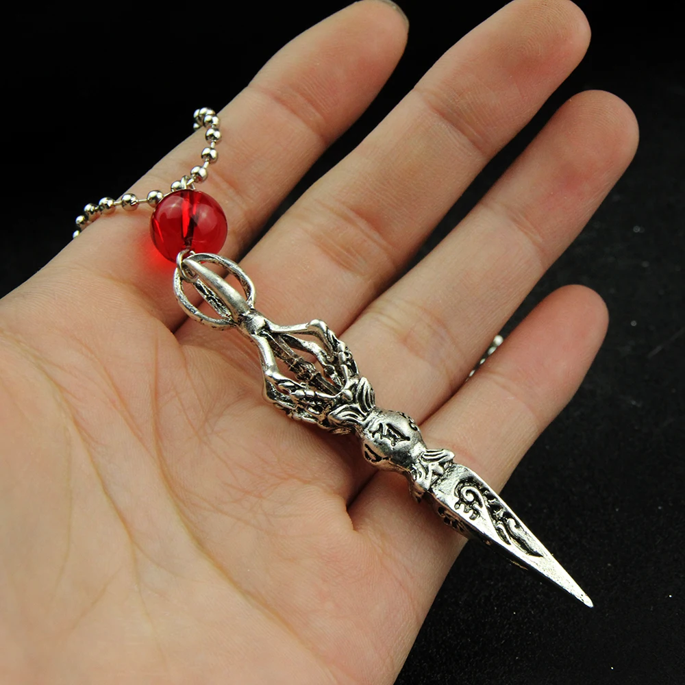 New Fashion Women Necklace Anime Genshin Impact Xiao Cosplay Necklaces Men Punk Buddhism Vajra Dagger Amulet Unisex Choker Gift