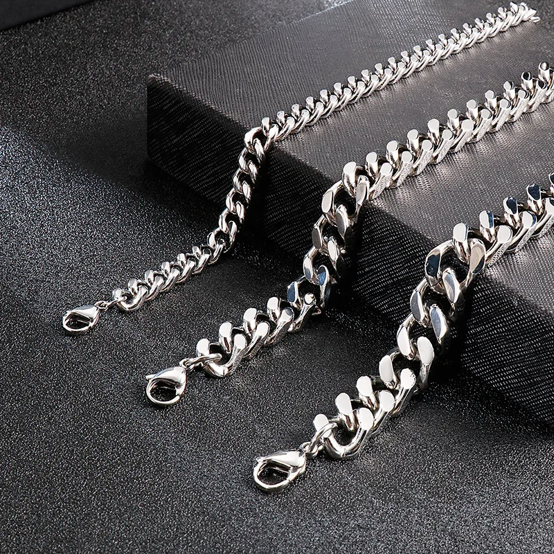 European and American street fashion four-sided thick chain men's necklace fashion stainless steel stage with chain jewelry