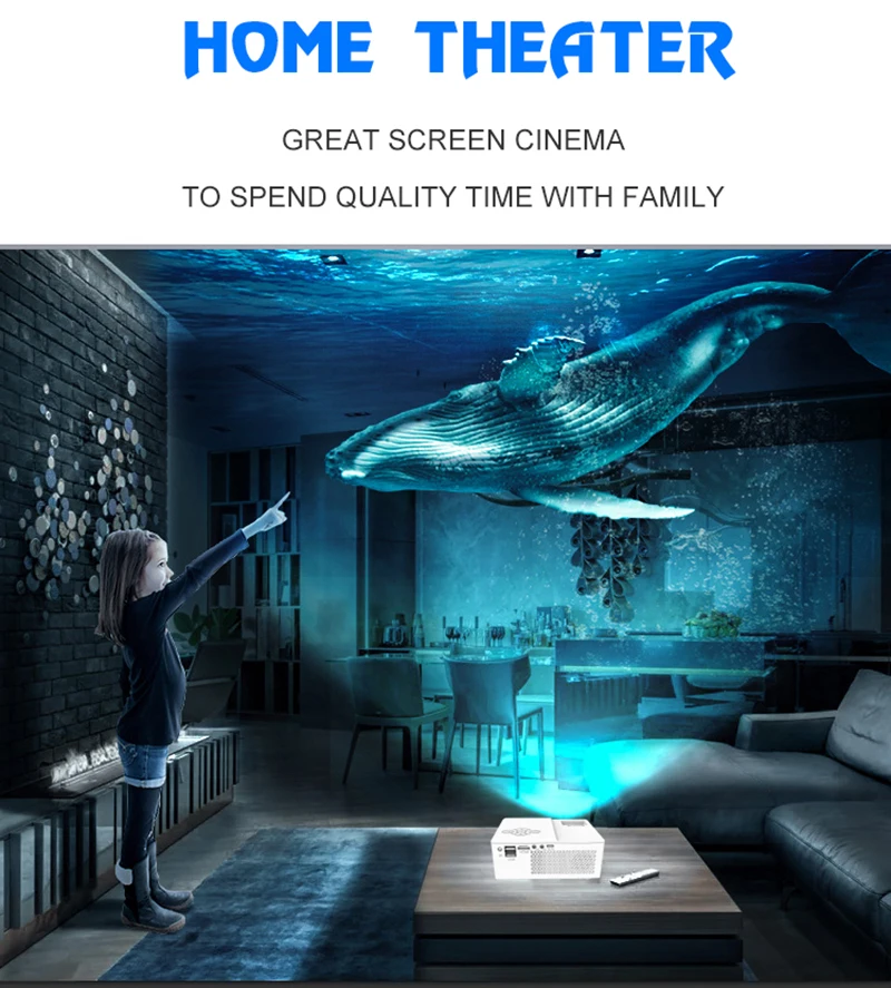 Top! Portable Mini Projector PTY60 Support 1080P LED Home Theater Media Mobile Player 800x480P Video Beamer for Home Office