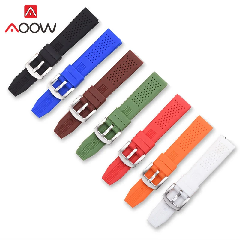 Universal 16mm 18mm 20mm 22mm 24mm Soft Silicone Watchband for Gear S2 S3 Sport Waterproof Strap Bracelet Band Accessories