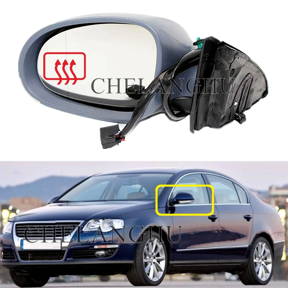 Dla VW Passat B6 2006 2007 2008 2009 2010 2011 samochód stylizacji ogrzewane elektryczne skrzydło boczne lusterko wsteczne lewa strona kierowcy