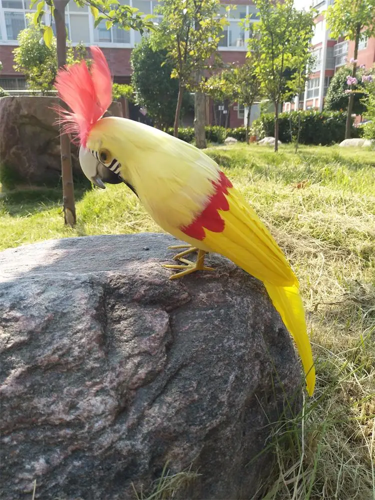 lifelike colourful yellow parrot foam&feathers parrot bird 30cm hard model toy,prop,home garden furnishing decoration gift w2800