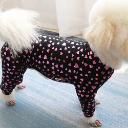 Pet Dog Jumpsuit Thin Black Printed Overalls 100%Cotton Puppy Clothes Stretchy Pajamas For Small Dogs Chihuahua Poodle Home Wear