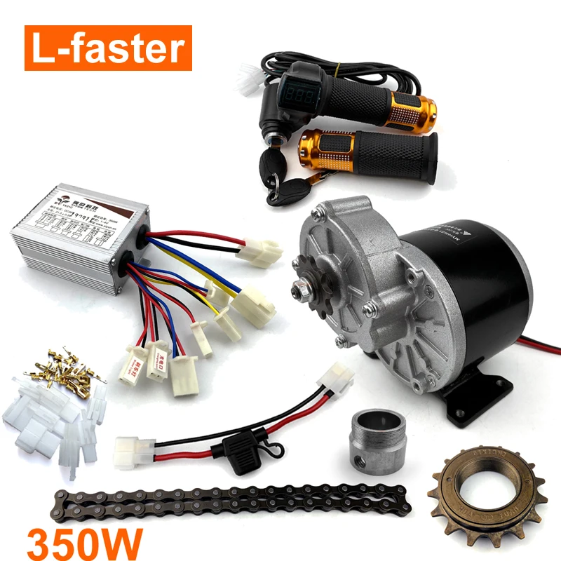 L-faster 350W Brushed Geared Motor Electric Tricycle Conversion Kit Max Speed 20kph For Small Trike 3-Wheel Bicycle