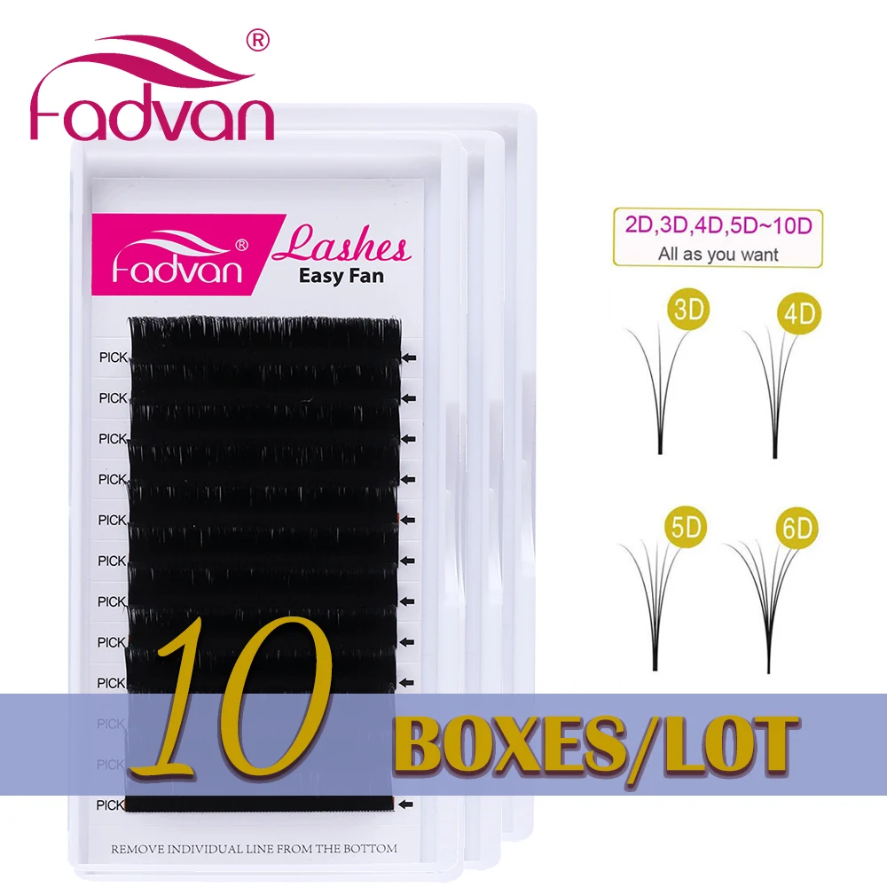 Wholesale 10 Boxes/Lot Easy Fan Lashes Fadvan False Eyelash Extension Super Soft Faux Mink Eyelash Makeup Supplies for Building