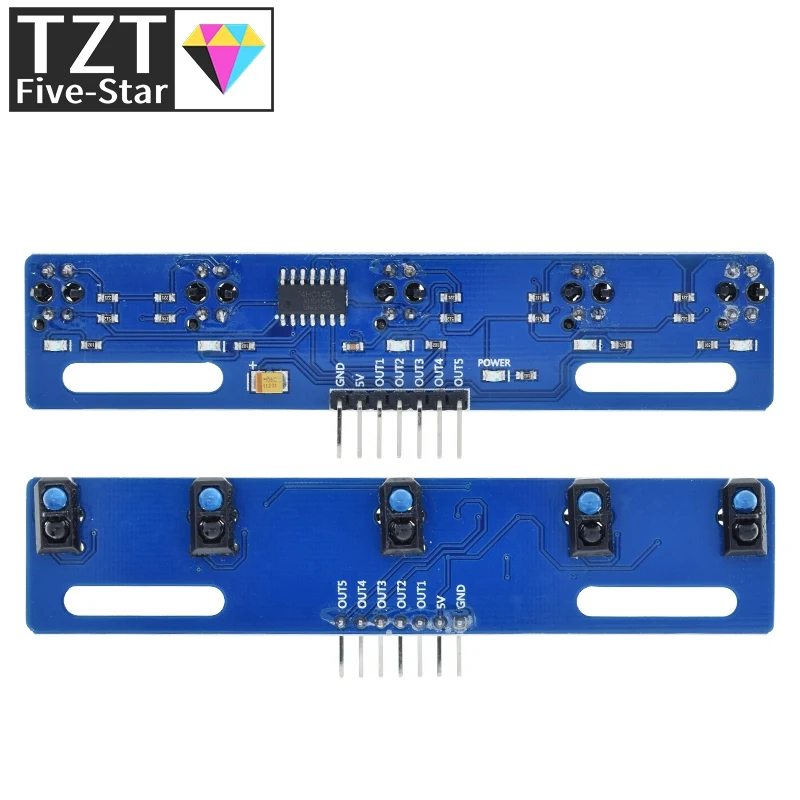 MH-ET LIVE 5-Kanal-Infrarot-Reflexionssensoren TCRT5000 KIT 5-Wege/Straßen-IR-Fotoelektrischer Schalter Barriere-Linien-Spurmodul – Detail 6
