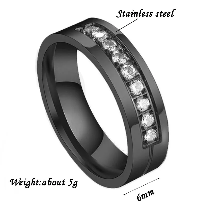 Acheerup Engrave Name Stainless Steel 6mm Couple Zircon Rings Women Men Personalized Wedding Jewelry Engagement Gift For Lovers