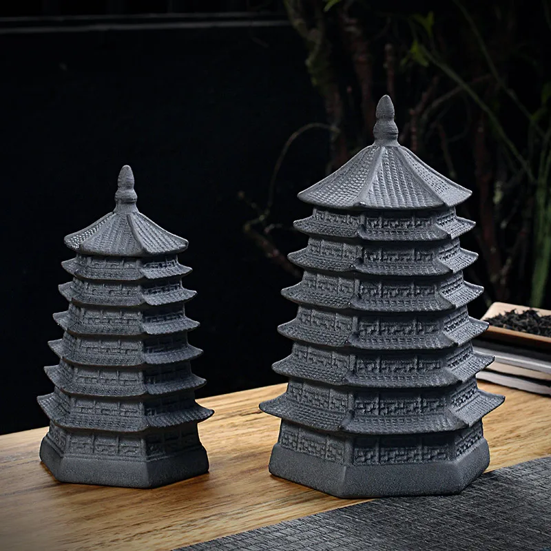 Novel Funny Classic Toy Pagoda Purple Sand Chinese Style Ancient Architecture Tea Caddy Pot Tabletop Decoration Business Gift