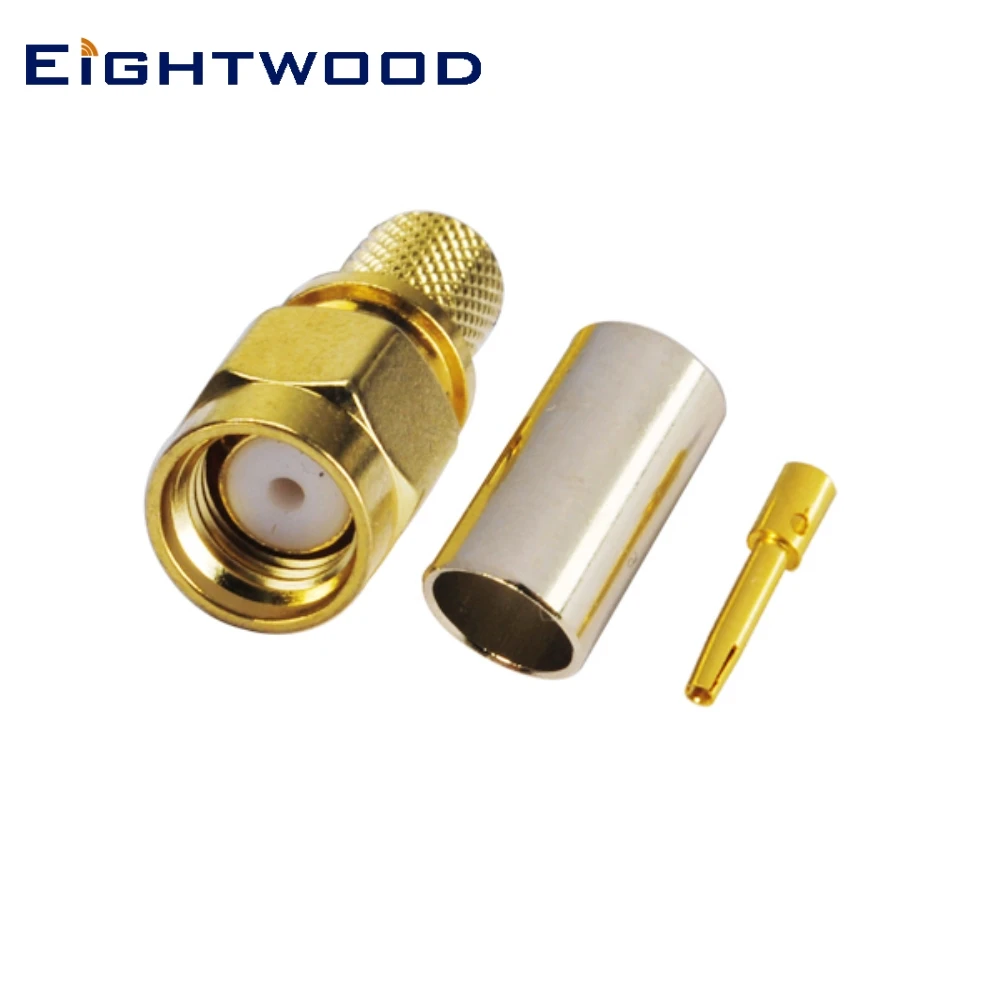 

Eightwood 5PCS RP-SMA Plug Female RF Coaxial Connector Adapter Straight Reverse Polarity Crimp LMR240 Cable for Antenna Telecom