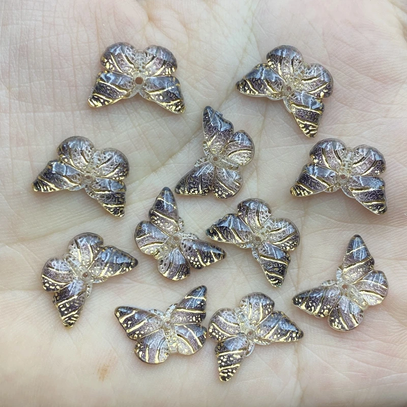 40pcs  Colorful Butterfly Flat Back rhinestone Cabochon Miniature Applique 1 hole Christmas ornament DIY scrapbook figurines