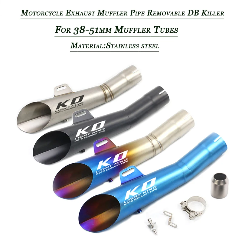 Silp On For 38-51mm Vent Muffler Tip Tubes Refit Motorcycle Tail Exhaust Silencer Pipe DB Killer Baffler Stainless Steel System