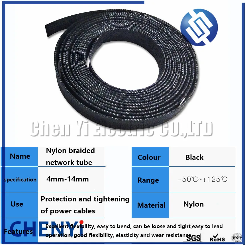10M Width 4/6/8/10/12/14/16/20/30mm Cable Sleeve black Wire Protection PET Nylon Cable Sleeves wire cable Braided Cable Sleeve