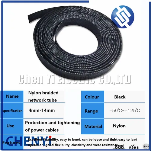 Imagen 2 del producto Funda de Cable de 10M de ancho, 4/6/8/10/12/14/16/20/30mm, protección de Cable negro, fundas de Cable de nailon PET, funda de Cable trenzado