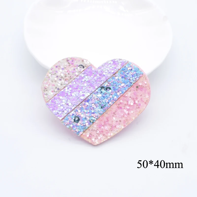 10Pcs Padded Pinkycolor Heart Rainbow Applique for DIY Clothes Hat Crafts Decor Headwear Hair Clips Bow Accessories