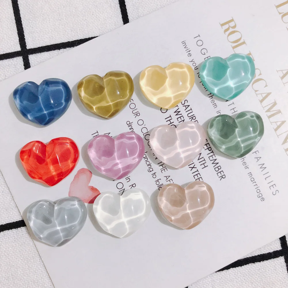 

70pcs Colorful Flatback Resin Heart Cabochons Ornament Accessories Embellishments Scrapbooking Charms DIY 21*18mm