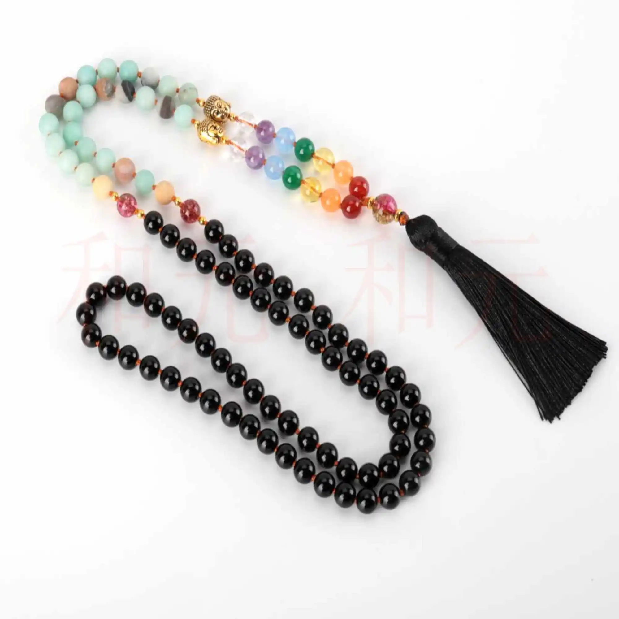 8mm 108 knot 7 chakras Scrub Amazonium black agate Necklace Prayer Rustic Unisex Fashion Tranquility Men Yoga Yoga