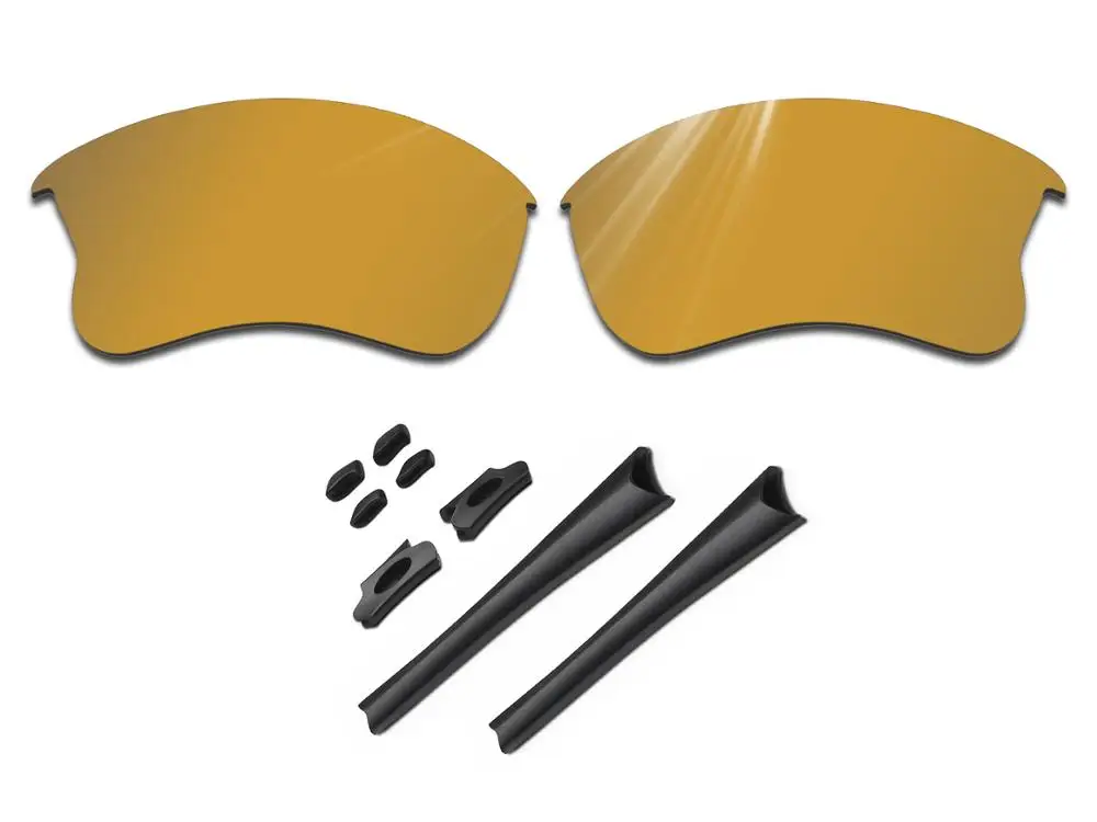 Glintbay 100% Precise-Fit Bronze Gold Replacement Lenses and Black Rubber kit for Oakley Flak Jacket XLJ Sunglasses