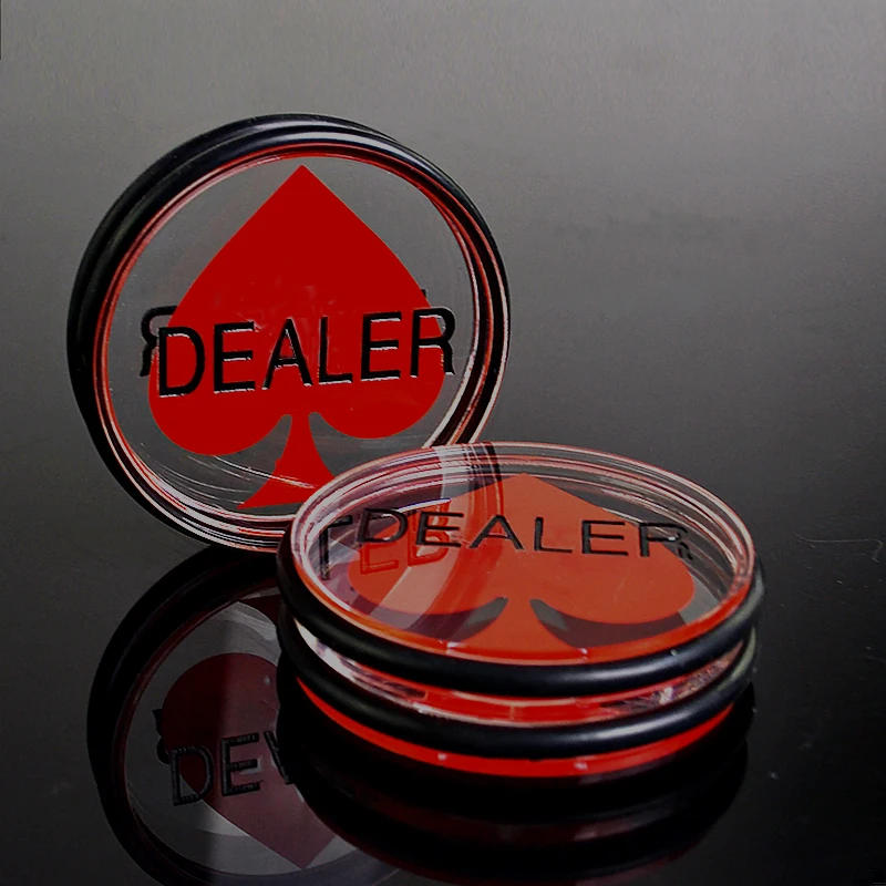 Hot Sale Acrylic Poker Dealer Button Texas Hold\'em 3inch Pressing Poker Cards Guard poker Dealer Button-Blue Dealer 1PCS