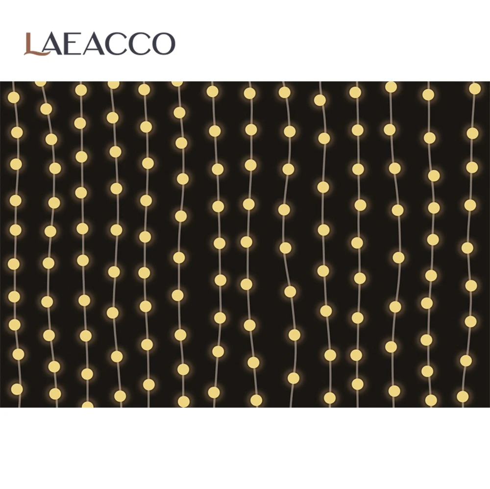 Laeacco Black Gold Dots String Of Pendant Stage Party Decor Wedding Love Baby Portrait Photo Background Photo Backdrop Photocall