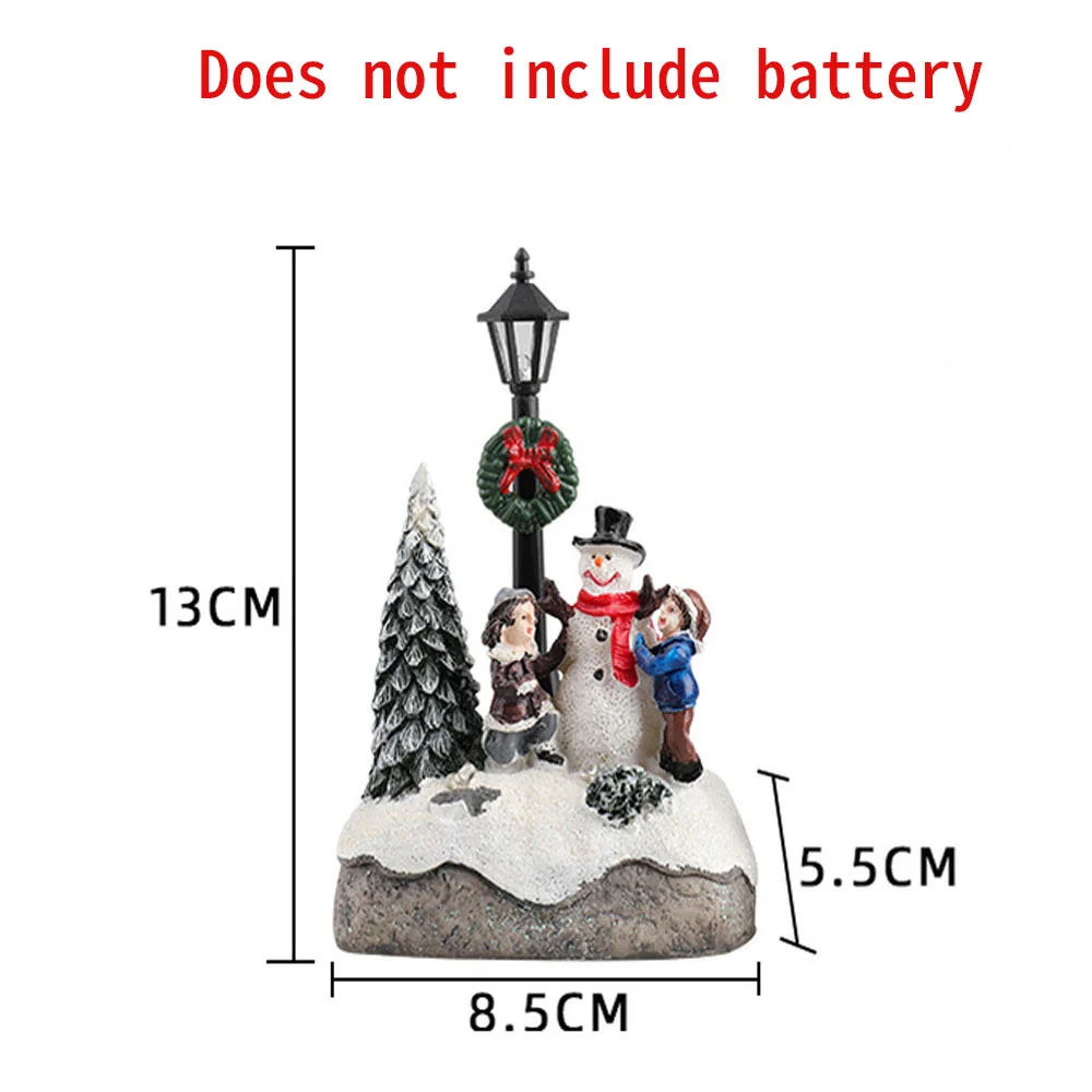 Glowing Christmas Village Resin Ornament Christmas Tree House Building Capodanno Figurine Decorazioni natalizie per la casa