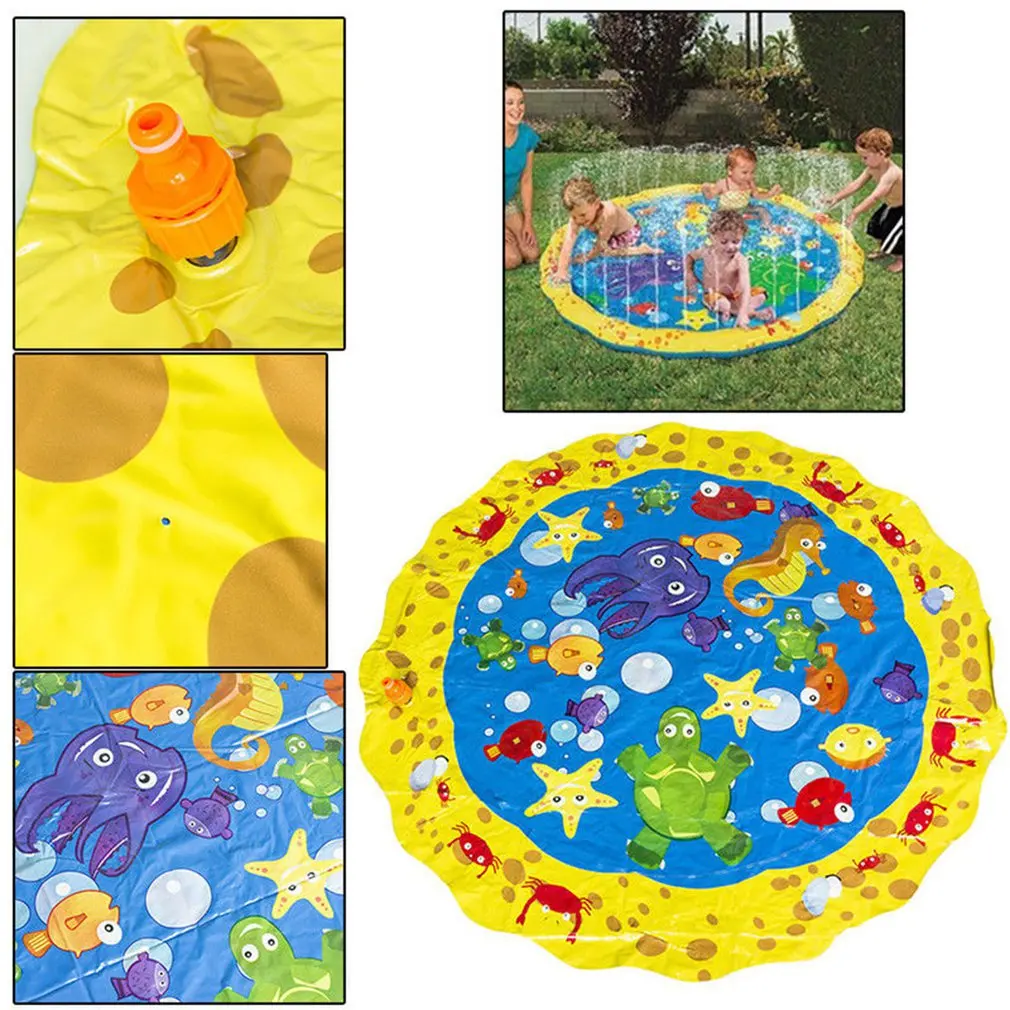 100cm Outdoor Lawn Beach Sea Animal Inflatable Water Spray Kids Sprinkler Play Pad Sports Toys Play Games Mat with Friend Gift