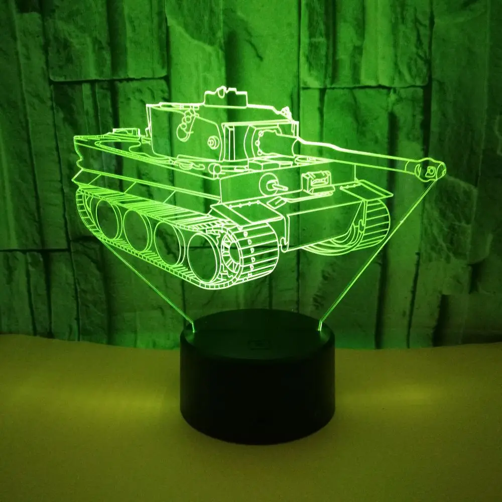 3d Visual Led Acrylic Night Light Decorative Table Lamp Bedroom Bedside Lamp Creative Tank 3D Lamp Gift Toys for Boys Christmas