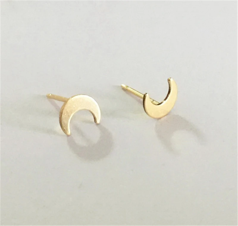 

14K Gold Filled 6.5MM Moon Earrings Minimalism Jewelry Gold Filled Stud Earrings Brincos Pendientes Oorbellen Earrings