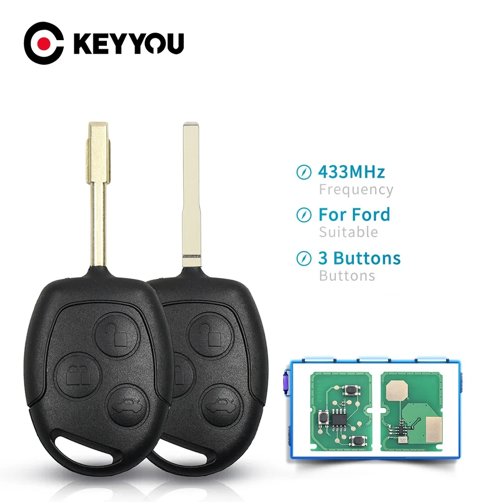 KEYYOU Für Ford 3 Tasten 433MHZ Fern Eintrag Key Fob Für Ford /Mondeo /Fiesta /Focus/ka Transit – Detail 4