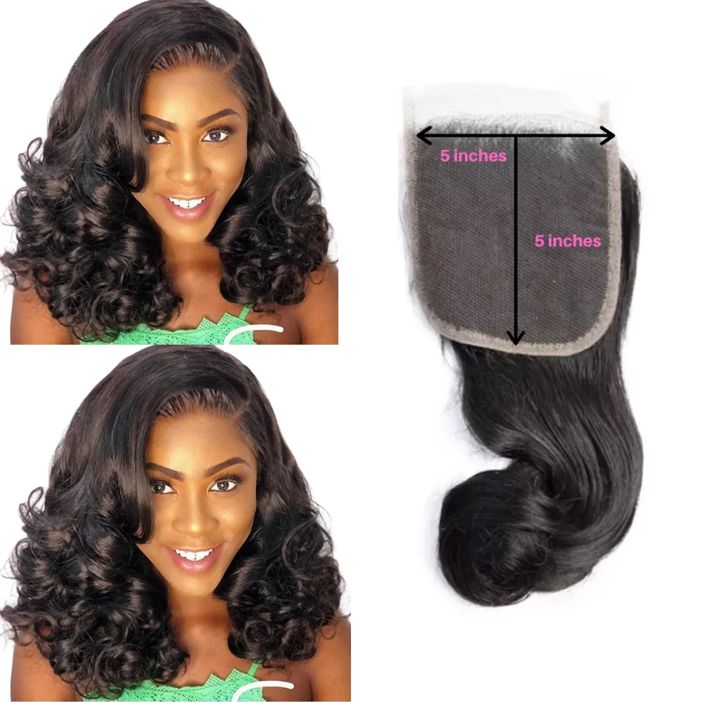 Perruque Lace Closure brésilienne Remy bouclée en forme d'œuf, cheveux naturels, 5x5, 24 pouces, 4x4, Swiss Lace, 10-24 pouces, partie libre/centrale/trois parties