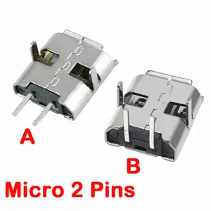 Bilashmart 20 100 MICRO USB 2P female Power Jack 2PIN V8 Android phone plug two pin charging port 2 pin Mini Micro USB Connector Socket