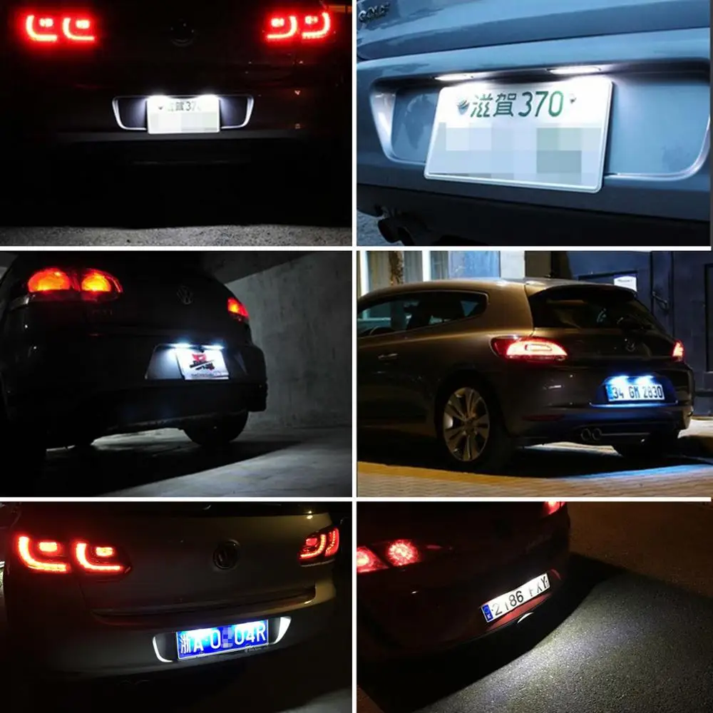 AUXITO 2Pcs 12V Car LED License Plate Light Lamp Canbus For VW CC New Beetle Eos Polo Golf 4 5 6 GTI Mk4 MK4 MK6 Scirocco Rabbit