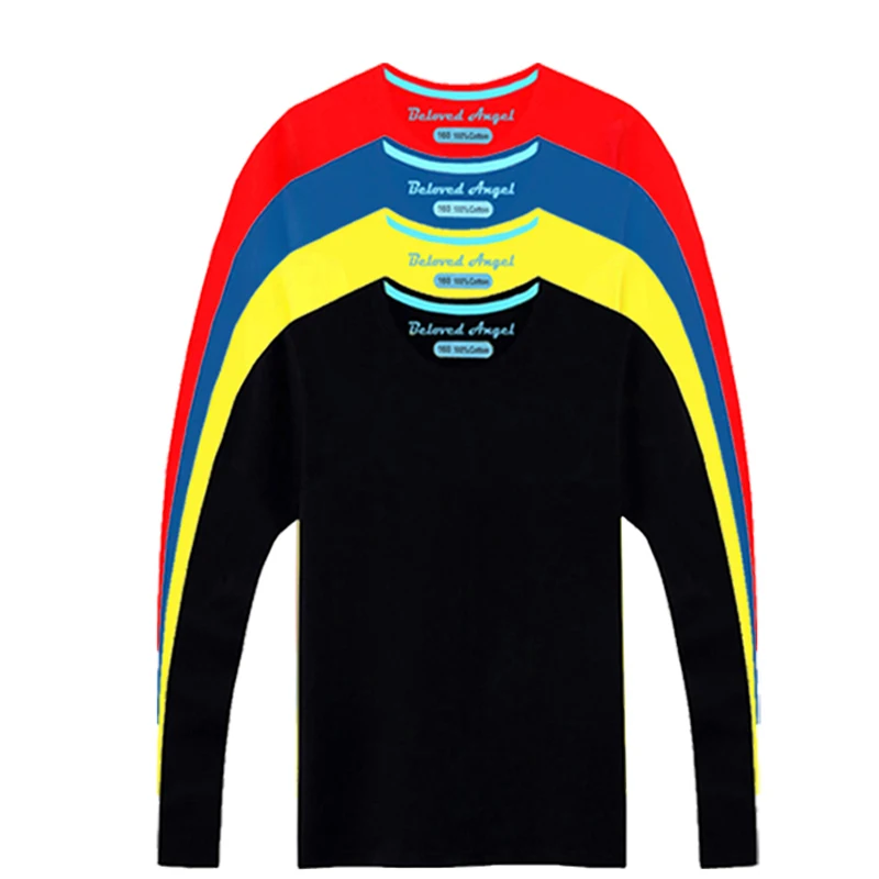 New Autumn Spring Boys Girls Cotton T Shirts Children Tees Long Sleeve Solid Shirt Kids Tops Baby Clothes Black Blue Yellow Red