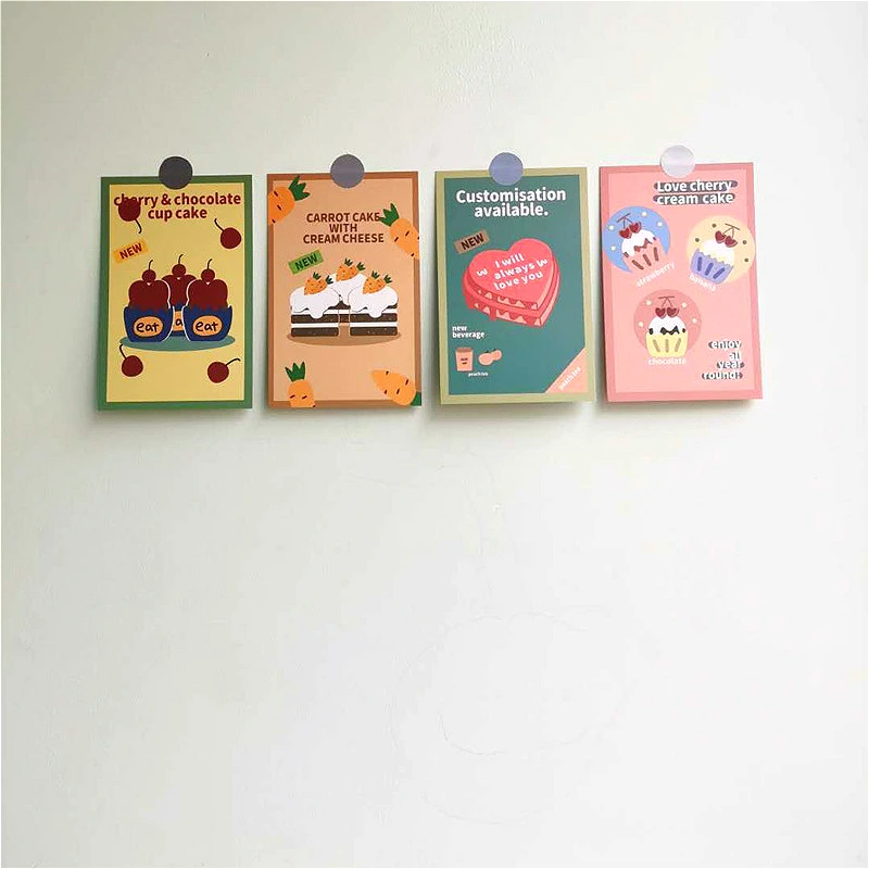 Loving Cake Double Sided Decorative Birthday Cards Square Metope Decoration Painting Postcard Notebook Photo Props Wall Sticker