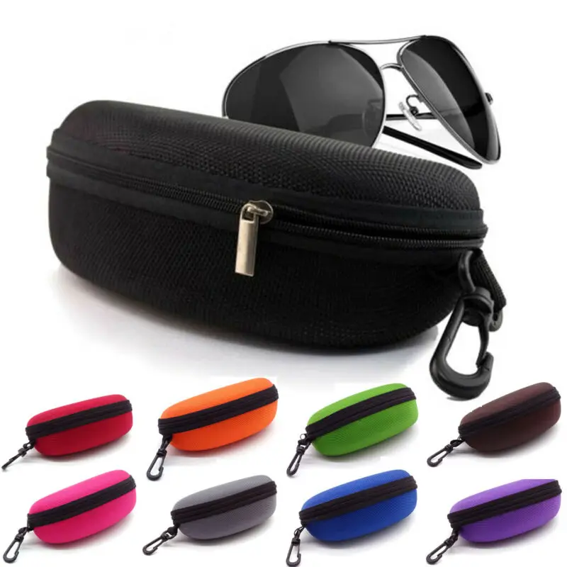 Portable Zipper Sunglasses Box Case Eye Glasses Clam Shell Protector Hard Pouch