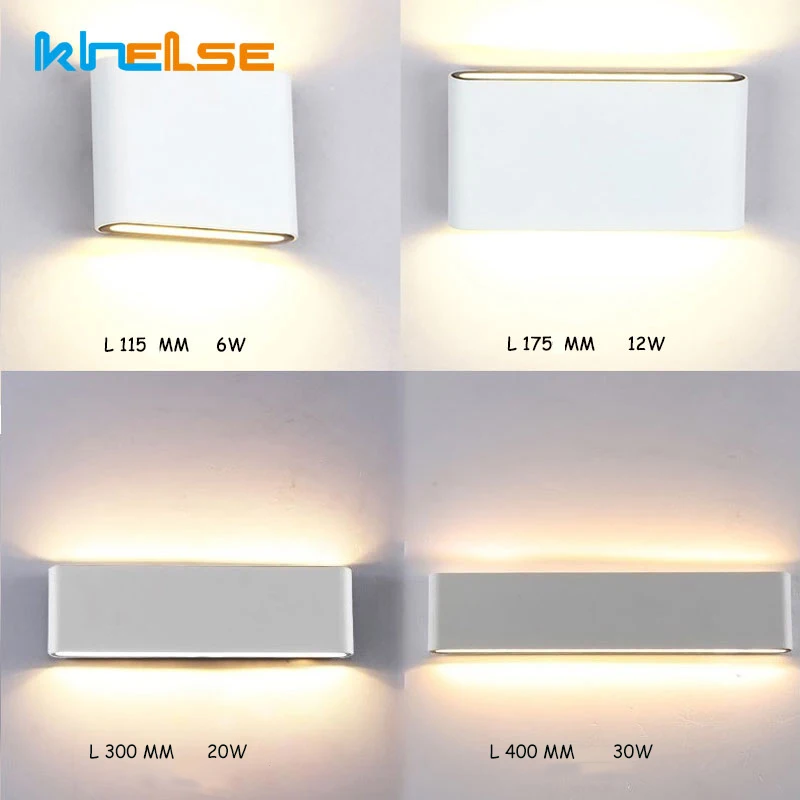 Lámpara led rectangular para exteriores, faro de luz de aluminio con tira arriba y abajo de 20W y 220V, resistente al agua IP65, luces para porche y