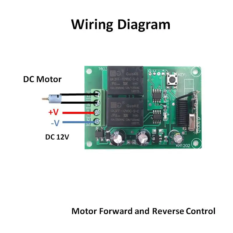 433MHz Garage Door Opener Remote Control Switch Universal Wireless DC 12V 2CH Relay Receiver Module Transmitter For DC Motor LED