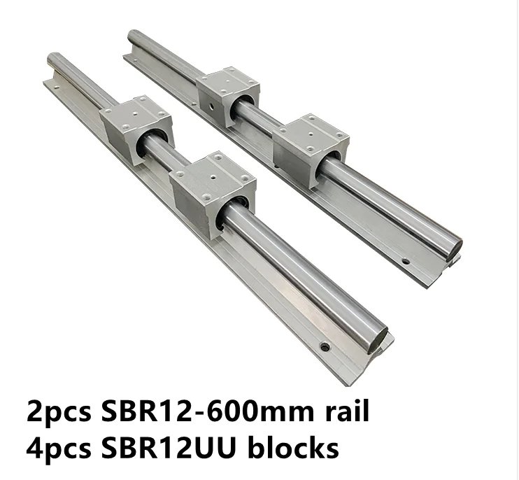 2pcs SBR12 600mm linear guides + 4pcs SBR12UU linear blocks for cnc router part