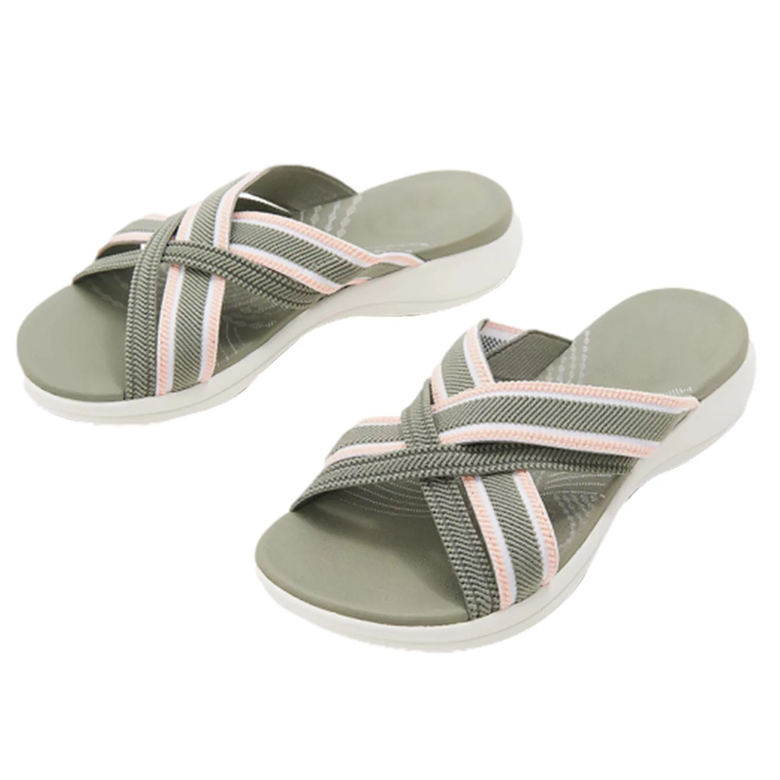 Women slippers woven Summer Sandals cross Bandage Casual Beach Open-Toe stretch Slope heel Shoes breathable lady slippers