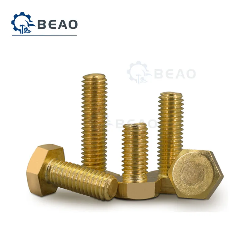 2PCS M8 M10 M12 Hex Kuningan Sekrup Tembaga Hexagon Soket Baut Panjang 6-60Mm DIN933