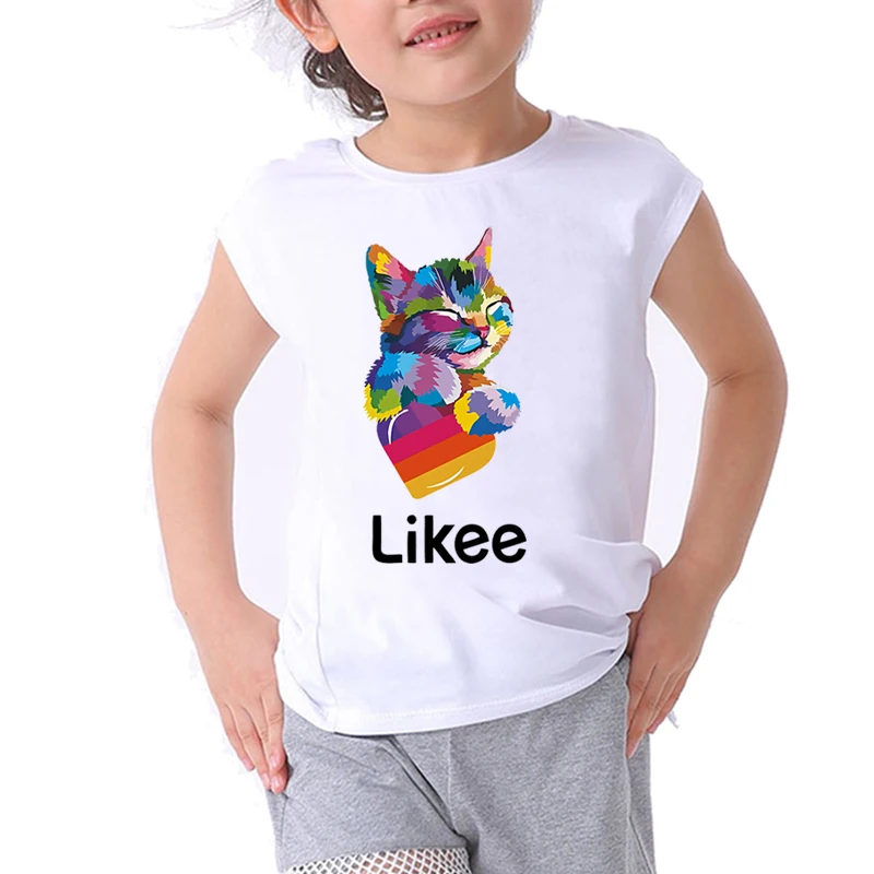 

boy t shirt for girls tops rainbow likee cat graphic tee funny children clothing kids clothes girls 8 to 12 boys short sleeve